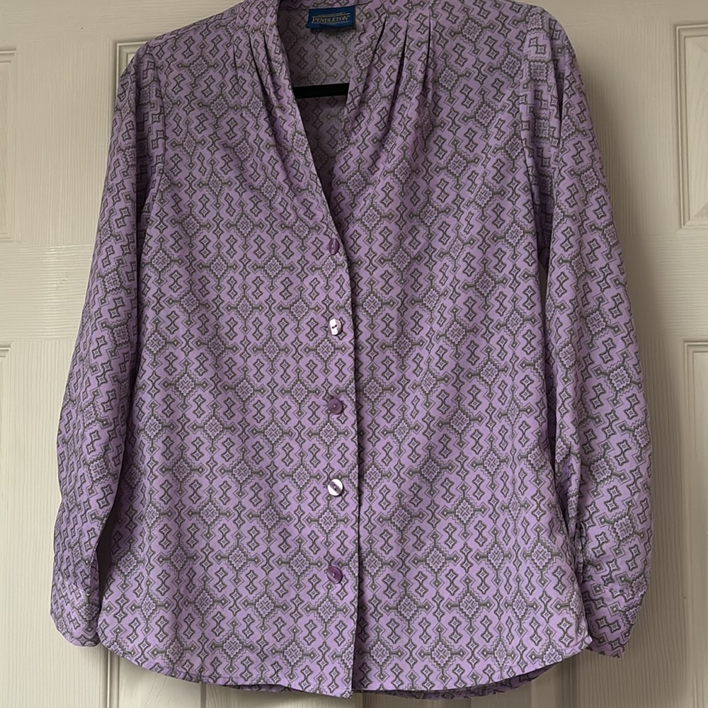 Pendleton Lavender Aztec‎ Southwest Print Button Up Women’s Shirt Sz 4 - Picture 7 of 7